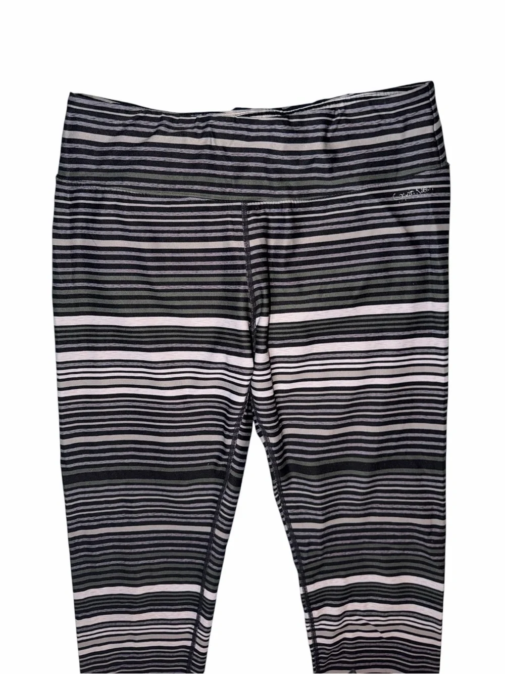 Calvin Klein Performance Black & Grey & Olive Green Striped Leggings